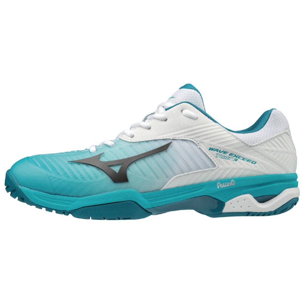 Mens Mizuno Wave Exceed Tour 3 AC Tennis Shoes White/peacock Blue Philippines (FXHARJ359)